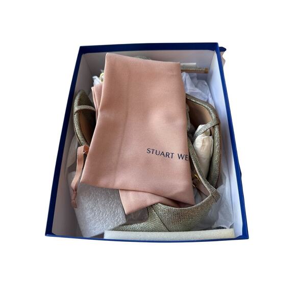 Stuart Weitzman Women's Silver Nudistcurve Shimmery Ankle Strap Sandals Size 11 - Picture 10 of 10
